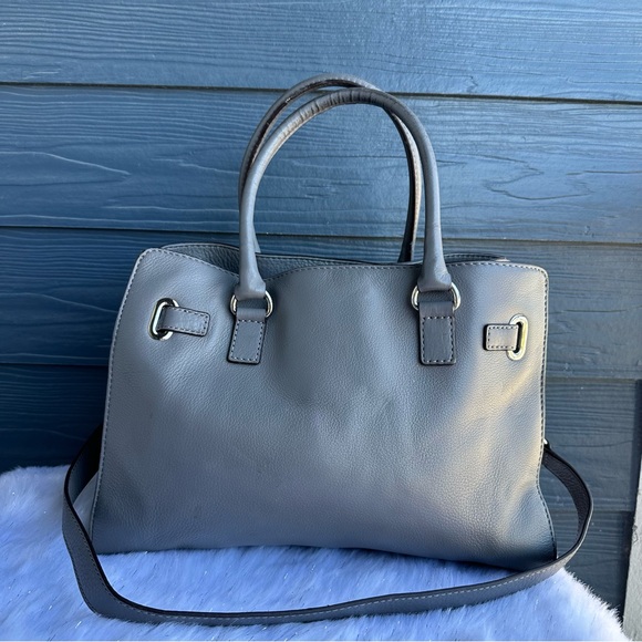Michael Kors Hamilton Gray Leather Satchel Handbag - Picture 2 of 10